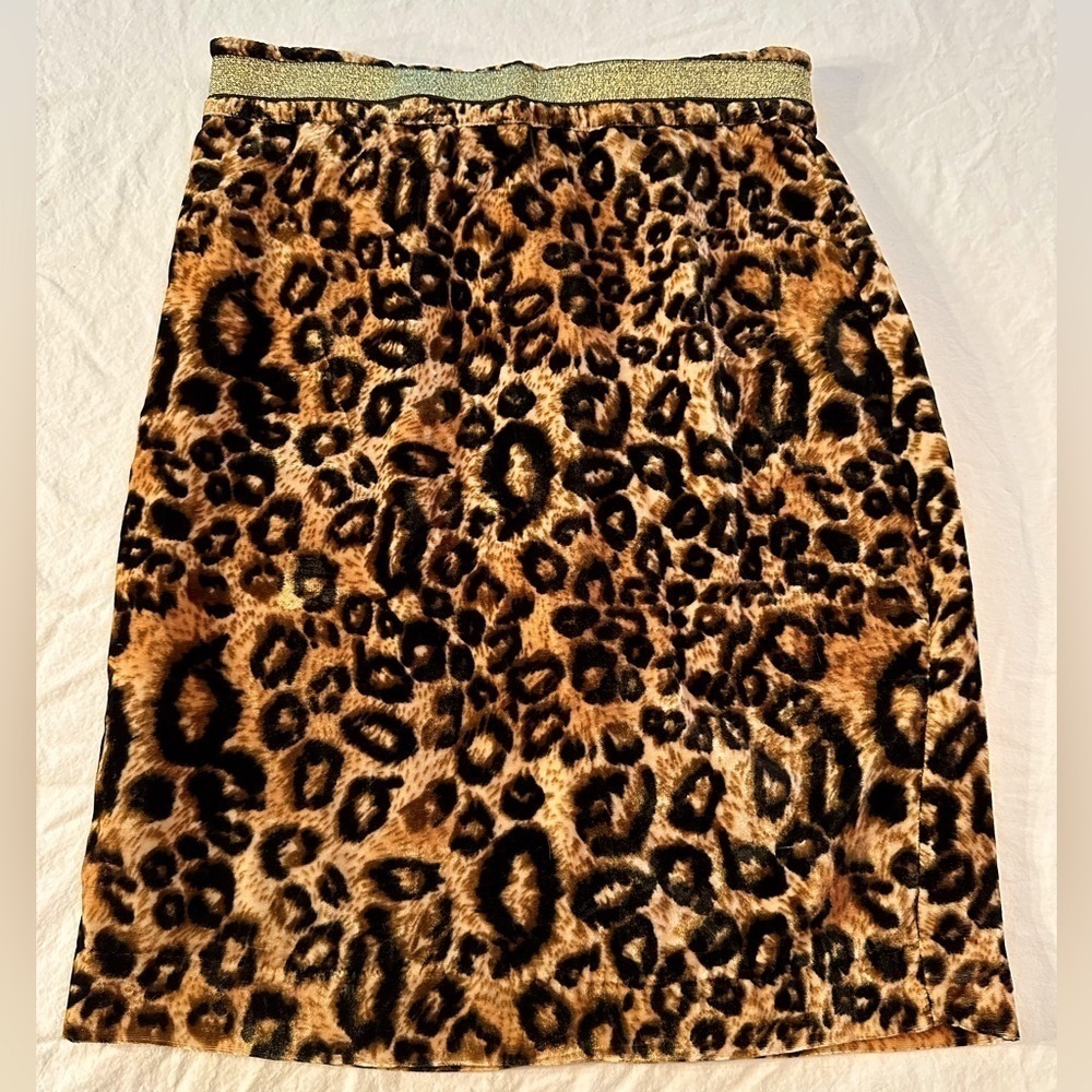 XXI Cheetah Print Pencil Skirt W/Gold Waistband Size Medium Mobwife Y2K